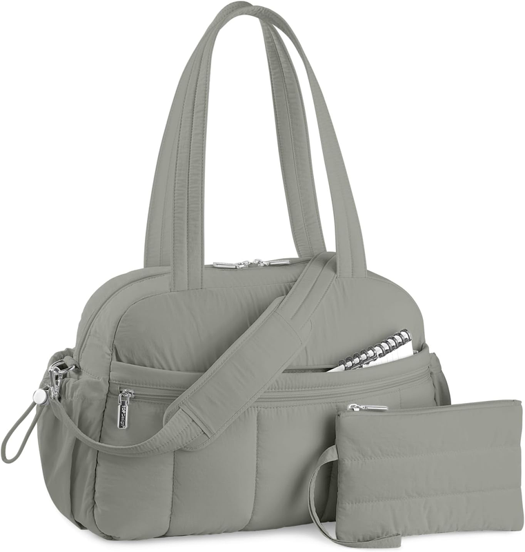 Travel Duffel Bag Women Puffer Gym Weekender Wet Pocket Carry On Grey0