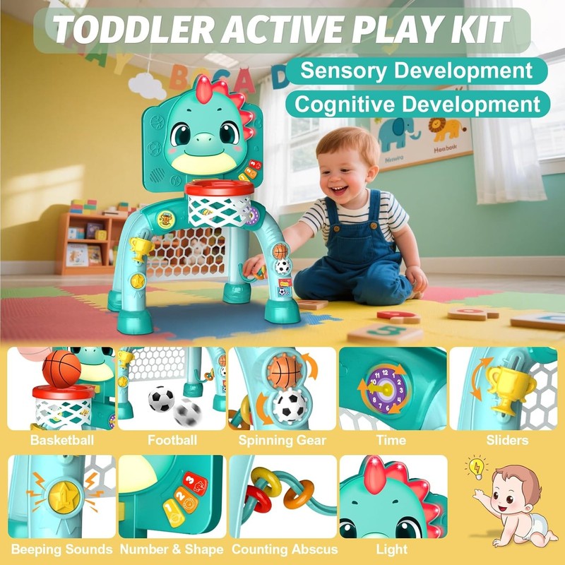 Baby Toy Sports Set Basketball Soccer Music Light Ages 1-31