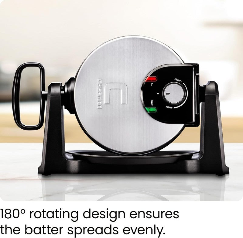 Rotating Belgian Waffle Maker 180° Flip Nonstick Iron Stainless Steel Black2