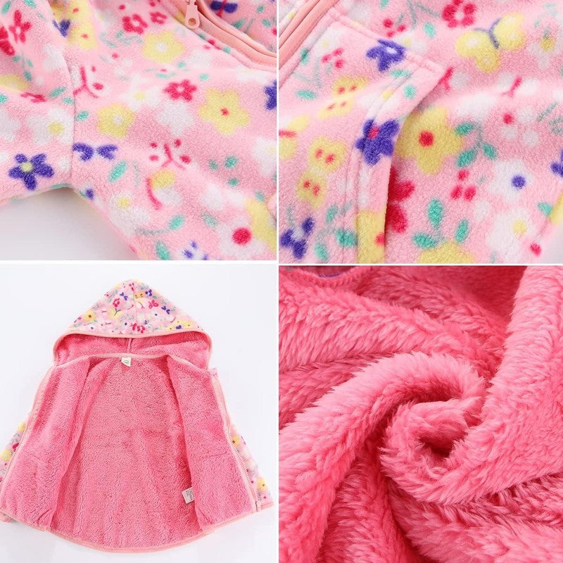 Toddler Fleece Jacket Hooded Zipper Warm Outerwear for Boys & Girls 1 6Y Sizes2