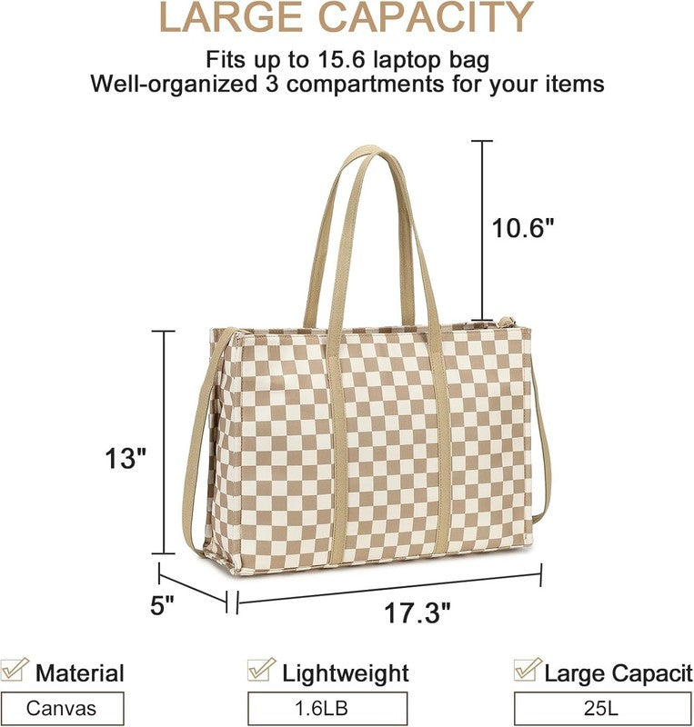 15.6" Laptop Tote Bag for Women Canvas Work Shoulder Messenger Briefc3