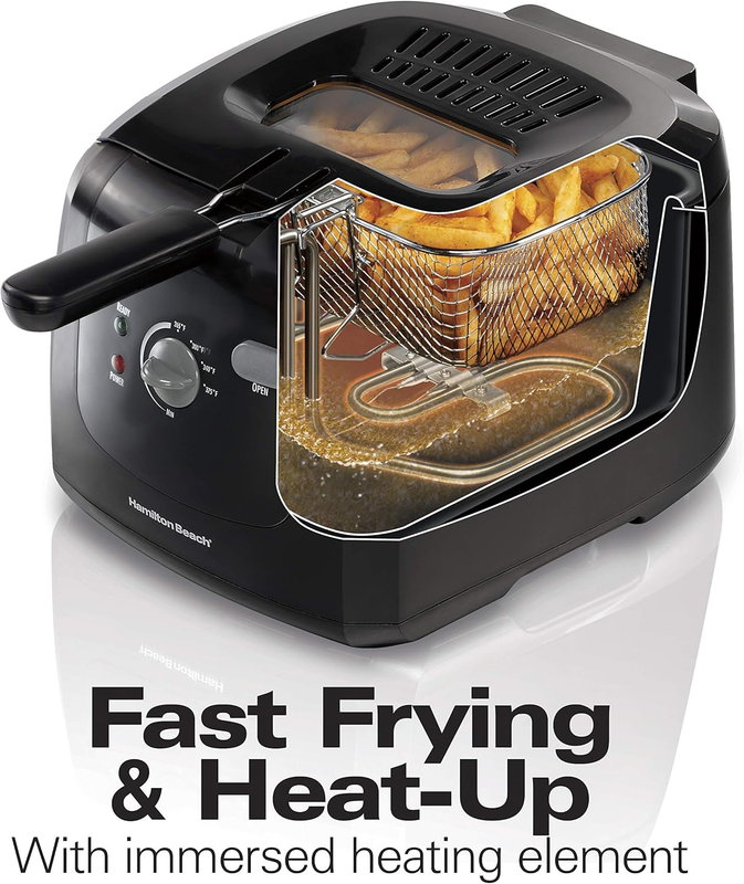 Cool Touch Electric Deep Fryer with Basket and Lid, 2 Liters / 8 Cups Oil Capaci2