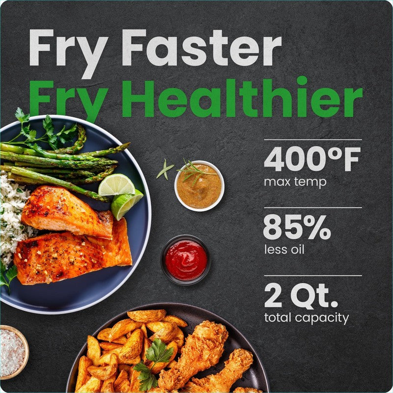 2 Qt Compact Air Fryer W/ Digital Display and Shake Reminder - White2