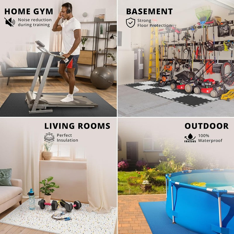 18Pcs EVA Foam Gym Mats Set 12.6"x12.6" Interlocking Tiles 18Sqft Floor4