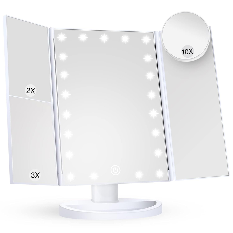Vanity Mirror with Lights – Trifold, 2X 3X 10X Magnification, Touch Control8