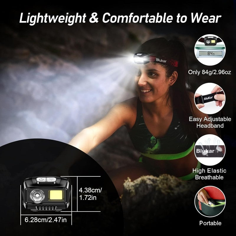 Rechargeable LED Headlamp 2000L - 8 Modes, Waterproof, 2 Pack for Outdoor Use7