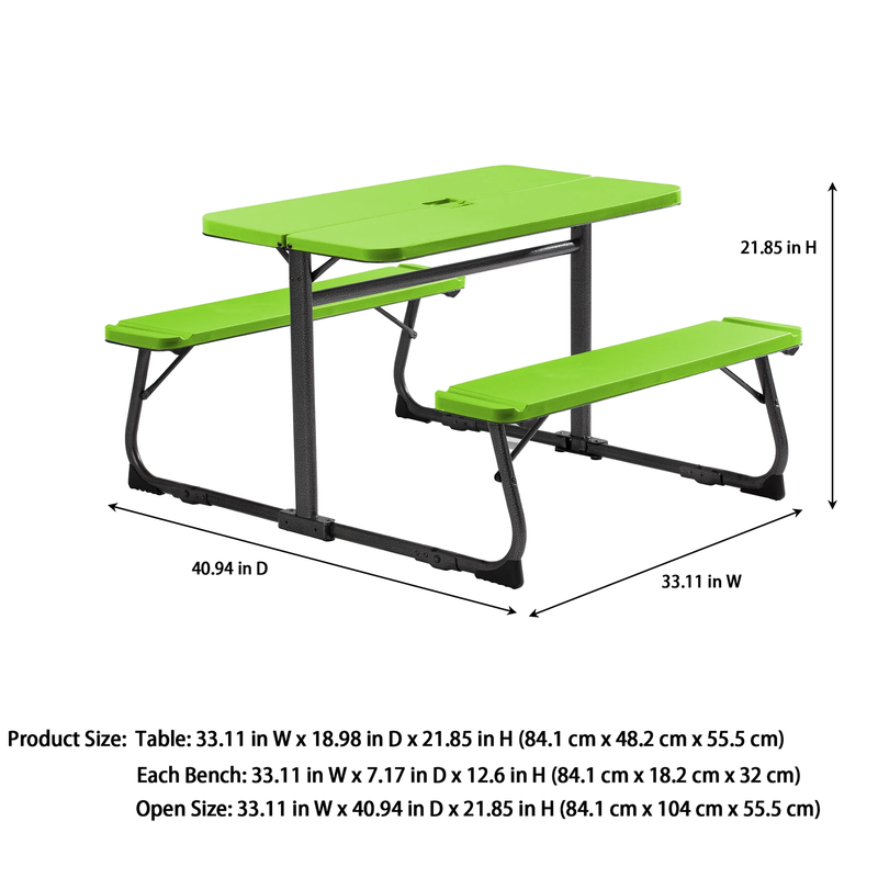 Folding Kid'S Picnic Activity Table for Ages 3-8, Green1