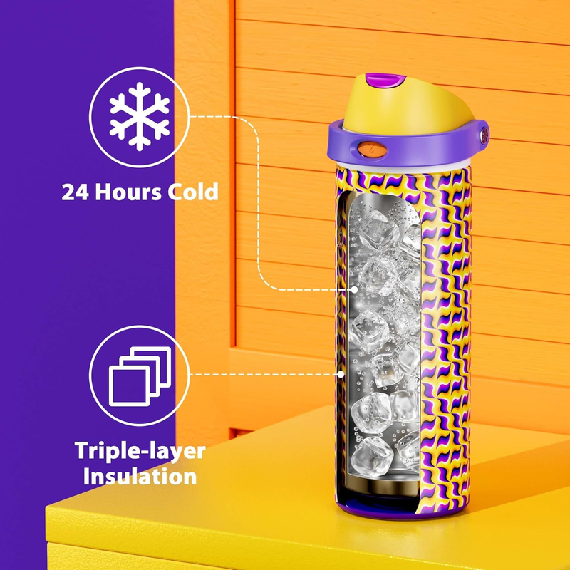 24oz Stainless Steel Water Bottle w/ Straw Leakproof Travel Sports Gym3