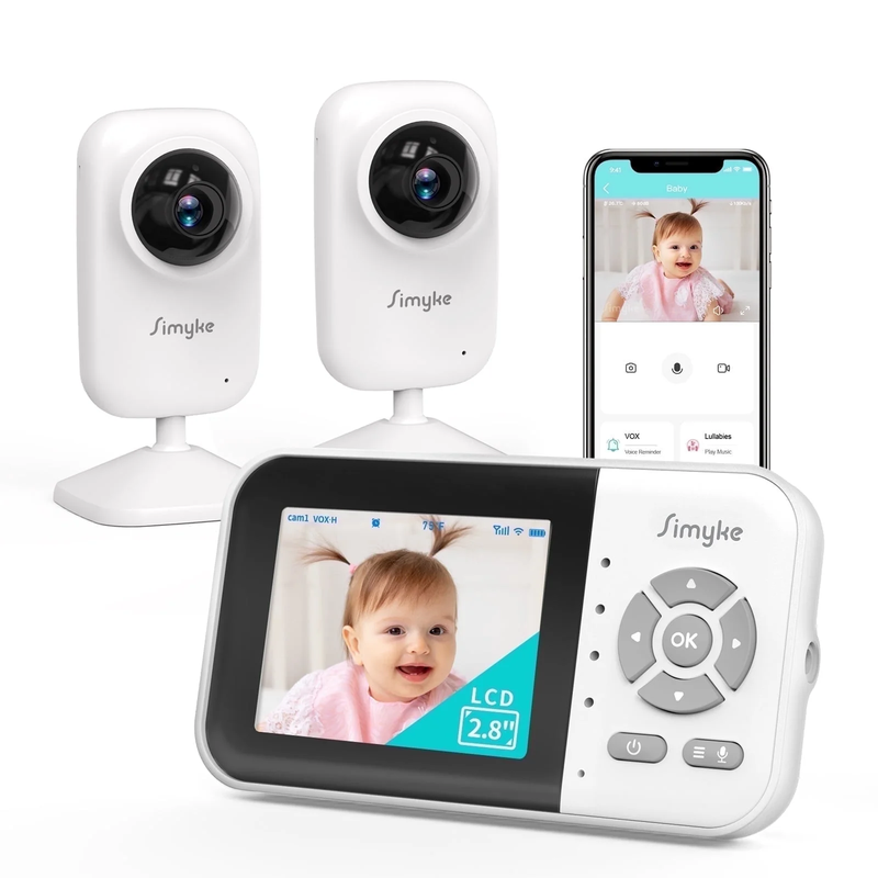 Dual Camera Video Baby Monitor, 2.8" LCD, Wireless, Night Vision, 2-Way Audio, A0