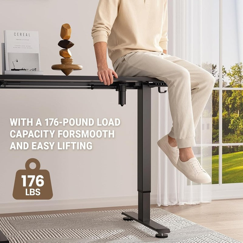 47.2" Adjustable Standing Desk Wood Top Office Table Black4