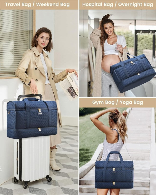 Large Women Weekender Duffle Bag Carry On Gym Travel w/ Shoe Compartment5