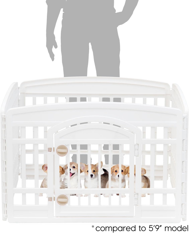 24" 4 Panel Dog Playpen w/ Door 35x35x24 Indoor Pet Fence Small Puppies White1