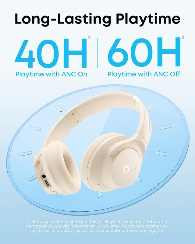 Q20I Wireless Noise Cancelling Headphones, 40H Playtime, Hi Res Audio, White4