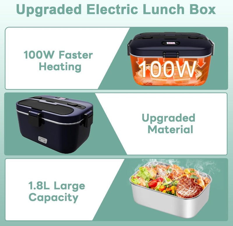 Electric Lunch Box 100W 1.8L Heated Food Warmer Portable 12/24V 110 230V Car4