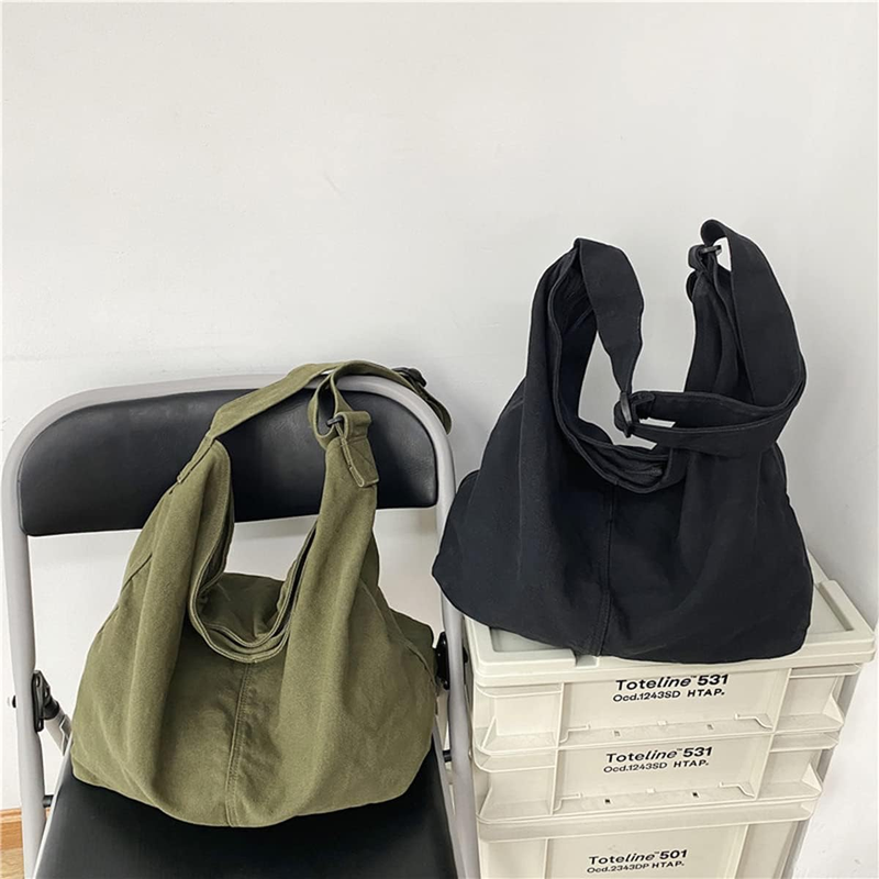 Aesthetic Cute Bag School Vintage Black Canvas Crossbody Shoulder Laptop Bag4