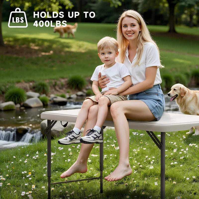 Folding Table 4 Foot - 3-Position Adjustable Height, Heavy Duty 400 Lbs Capacity3
