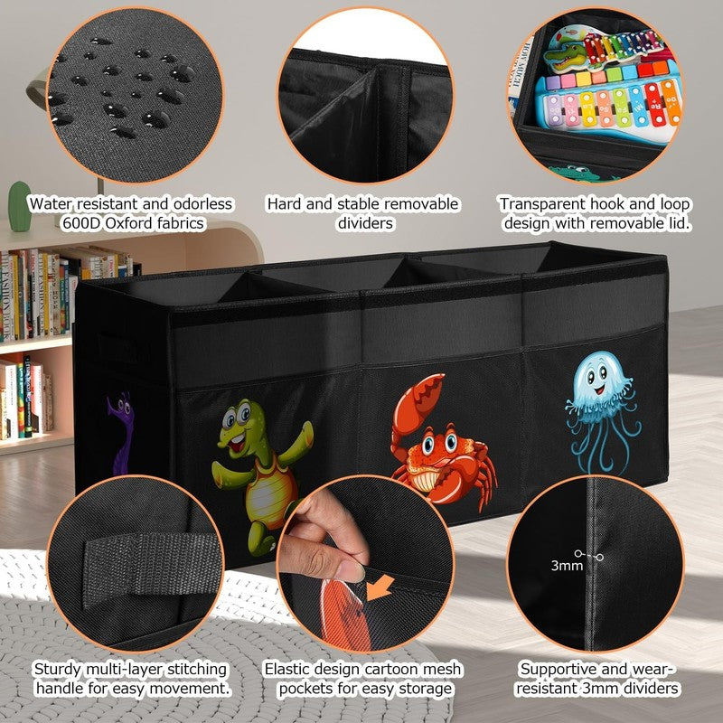 Extra Large Toy Box Collapsible 155L Kids Storage Organizer Bin Black3