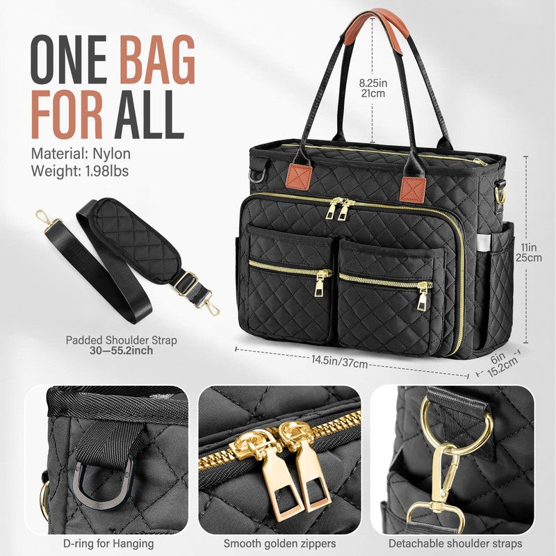 Large Capacity Womens Work Bag Multi-Functional Teacher Tote Bag with Laptop Com7