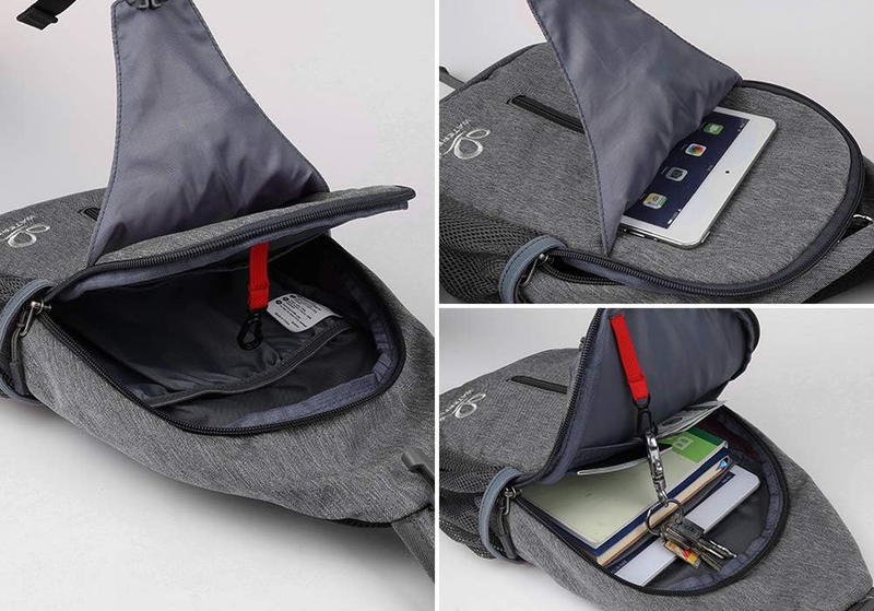 Dark Gray Crossbody Sling Backpack Travel Hiking Chest Bag Daypack2