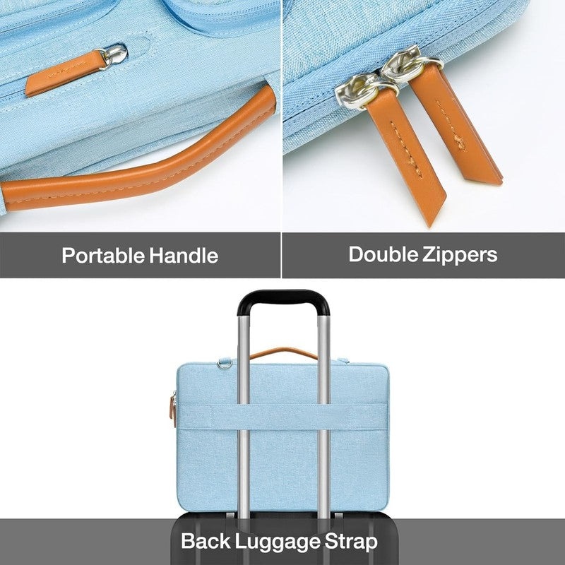 15.6 Inch Laptop Shoulder Bag 360 Protective Messenger 4 Zipper Pockets Blue4