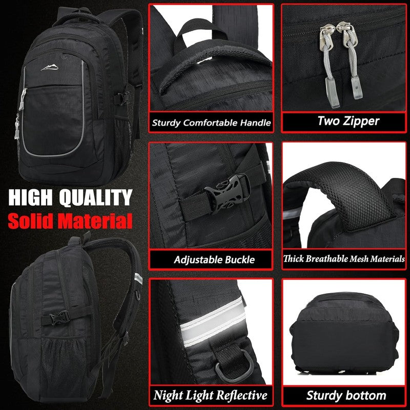 15.6" Laptop Backpack College Travel Business Hiking Multi-Compartment Black2