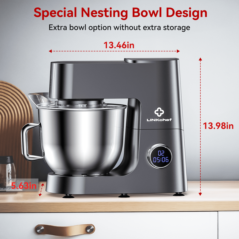 7.4QT Stand Mixer 800W 12 Speed Kitchen Electric Mixer Dough Hook Whisk Beater7