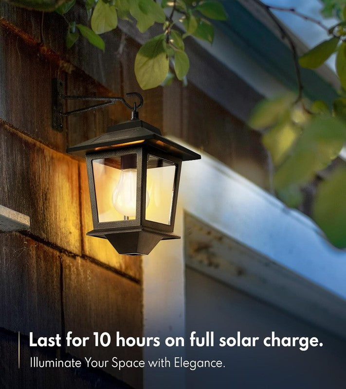 Solar Wall Lanterns 2 Pack   Dusk to Dawn Outdoor LED Sconces with Hooks1