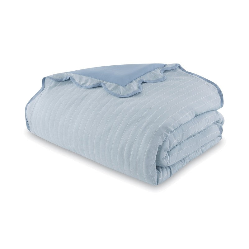 4Pc Scallop Pick Stitch Comforter Set Twin Twin XL Blue10