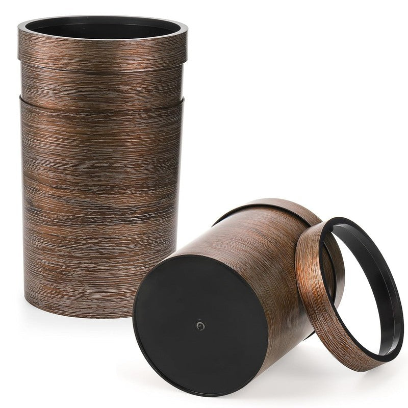 3 Pack 1.7 Gal Vintage Trash Cans, Wood Grain, for Home/Office/Bathroom6