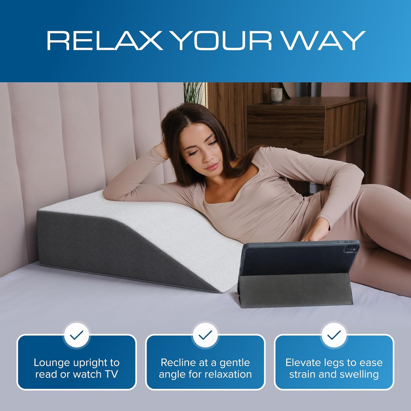 Bed Wedge Pillow 7" Flat Top Sleep Apnea Acid Reflux Back Relief6