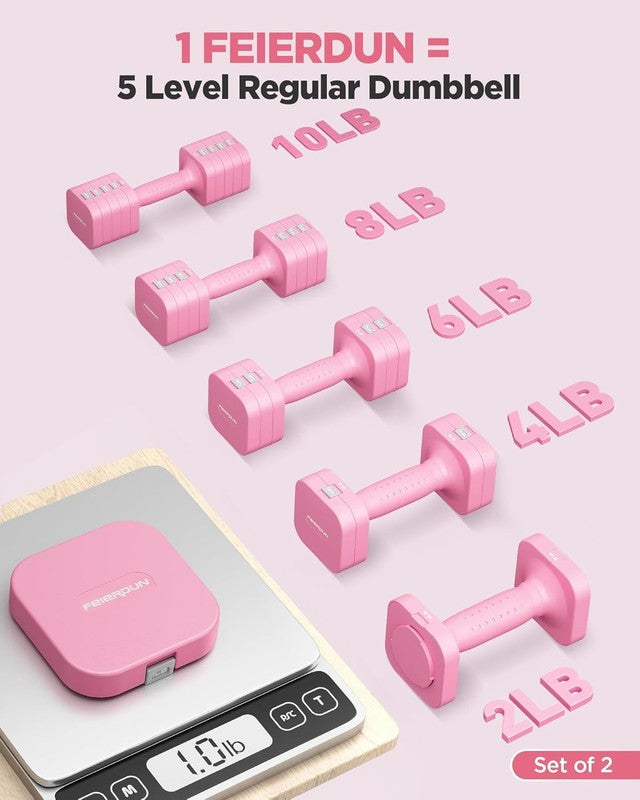 5-in-1 Adjustable Dumbbells 12/20lb Dual-Stable Set for Women Home Gym1