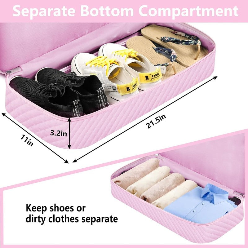 Women Weekender Travel Duffel Bag Carry On w/ Shoe Compartment Large Nylon Tote2