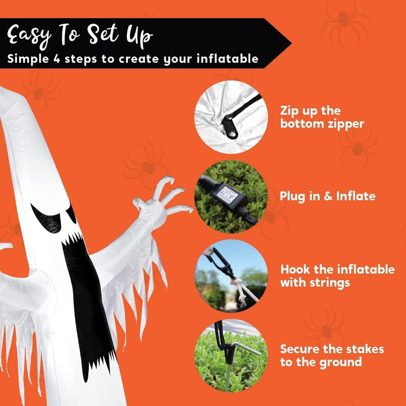 12Ft Halloween Ghost Inflatable w/ LEDs Outdoor Yard Blow Up Decoration2
