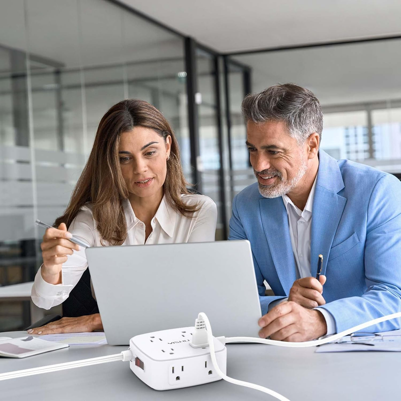6FT Surge Protector Power Strip 8 Outlets 4 USB Flat Plug Extension Cord4