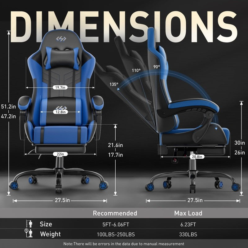 Gaming Chair with Pocket Spring Cushion, Gamer Chair with Lumbar Massage, Gaming4