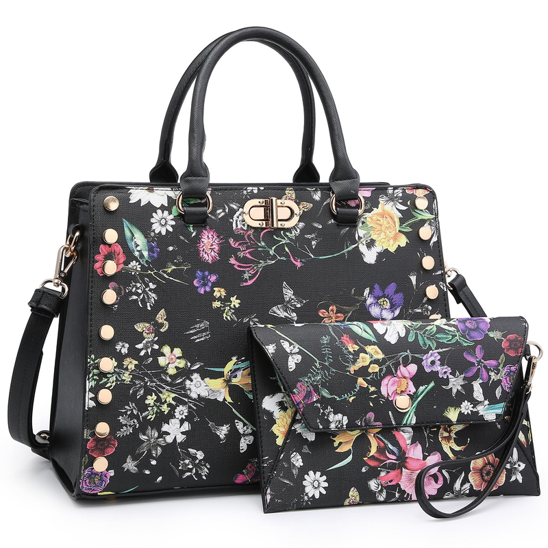 Women Satchel Handbag Shoulder Tote Work Bag with Matching Wallet8