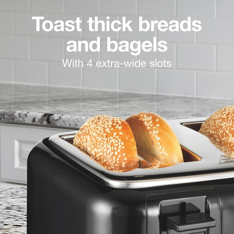 4 Slice Toaster Black - Extra Wide Slots, 7 Shades, Bagel, Auto Shut-Off2