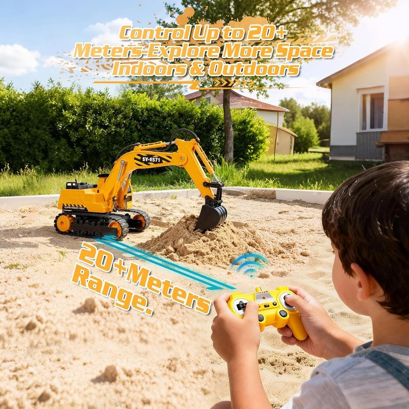 Remote Control Excavator Toy 2 Batteries RC Construction Sandbox Digger 3 14 Yrs3
