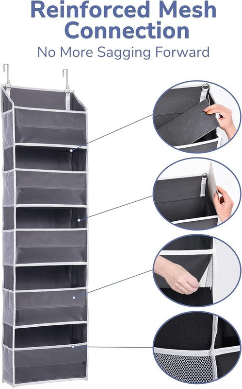 1 Pack over Door Organizer with 5 Large Pockets 10 Mesh Side Pockets, 44 Lbs Wei6