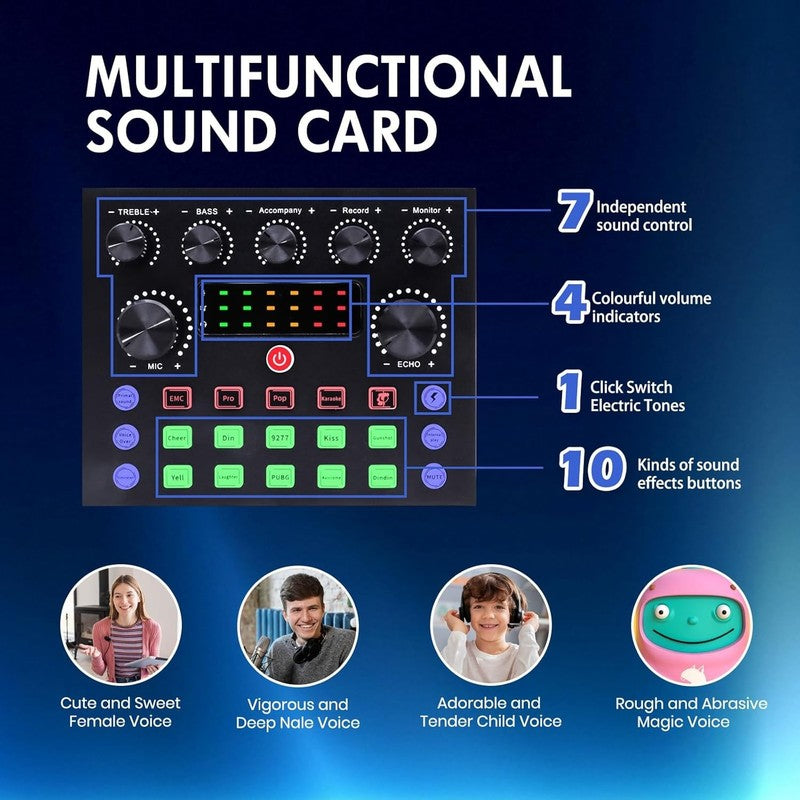 Podcast Bundle BM 800 Mic & V8S Sound Card Recording Studio Kit Streaming4