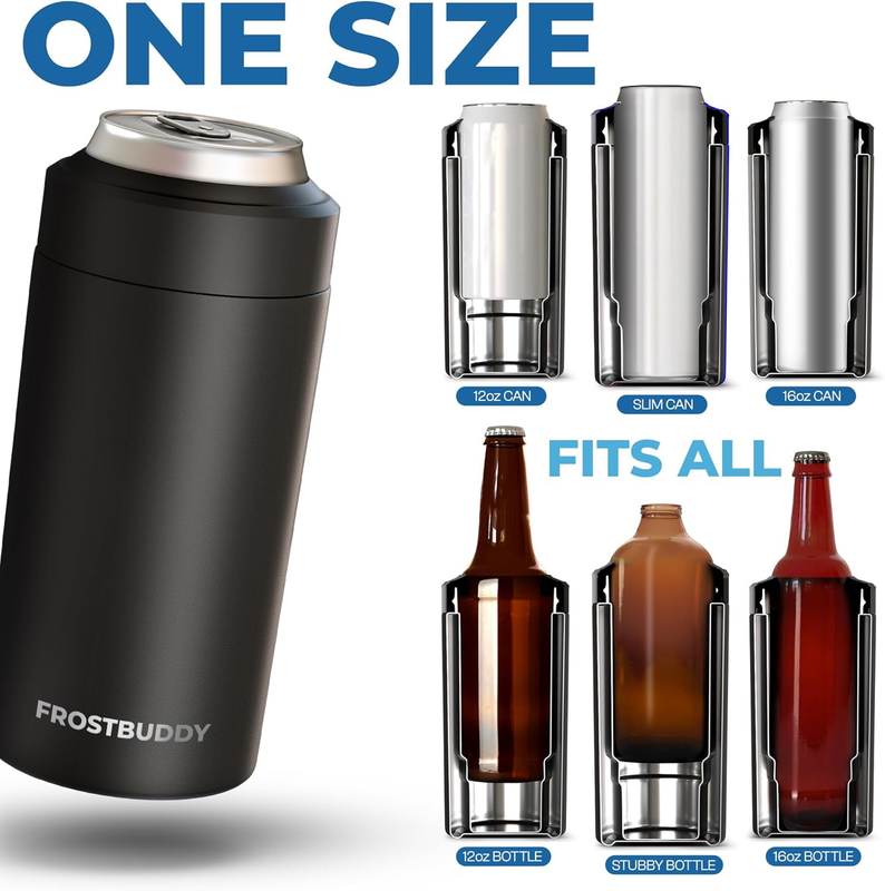 Universal Can Cooler Stainless Steel Fits 12oz 16oz Slim Cans Bottles1