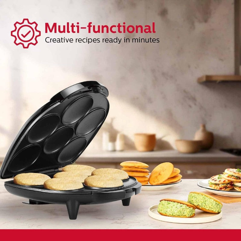 6-Section Nonstick Multi-Food Maker Arepas Pancakes Corncakes 12" Black4