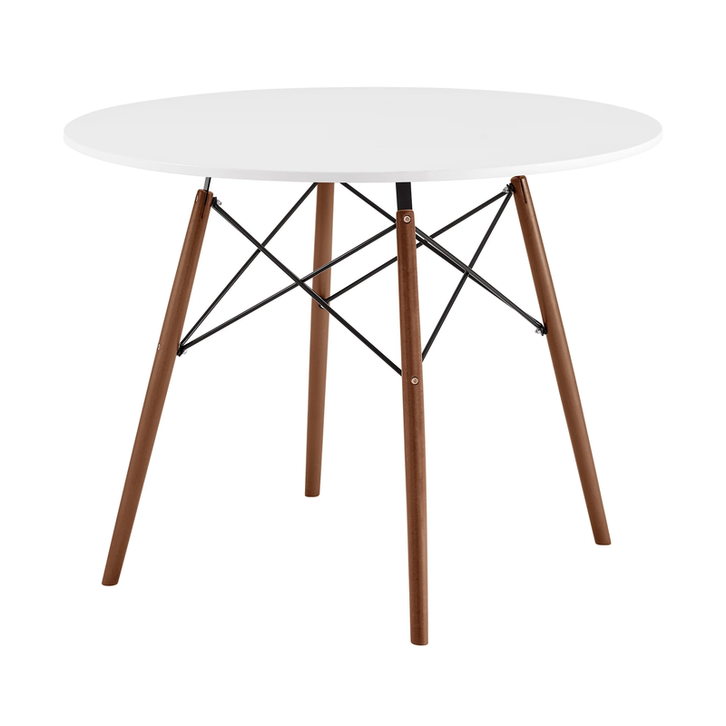 39" Round Wood Dining Table White Brown Indoor Kitchen Table0