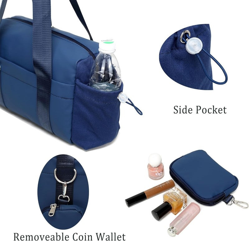 Everyday Mini Gym Bag Women 2.0 Tote Waterproof Travel Duffle Navy Coin Wallet5