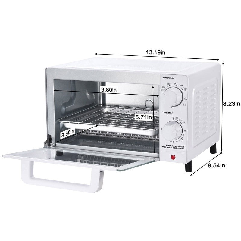 4-Slice Countertop Toaster Oven with Bake Pan & Rack, 3 Settings, White7