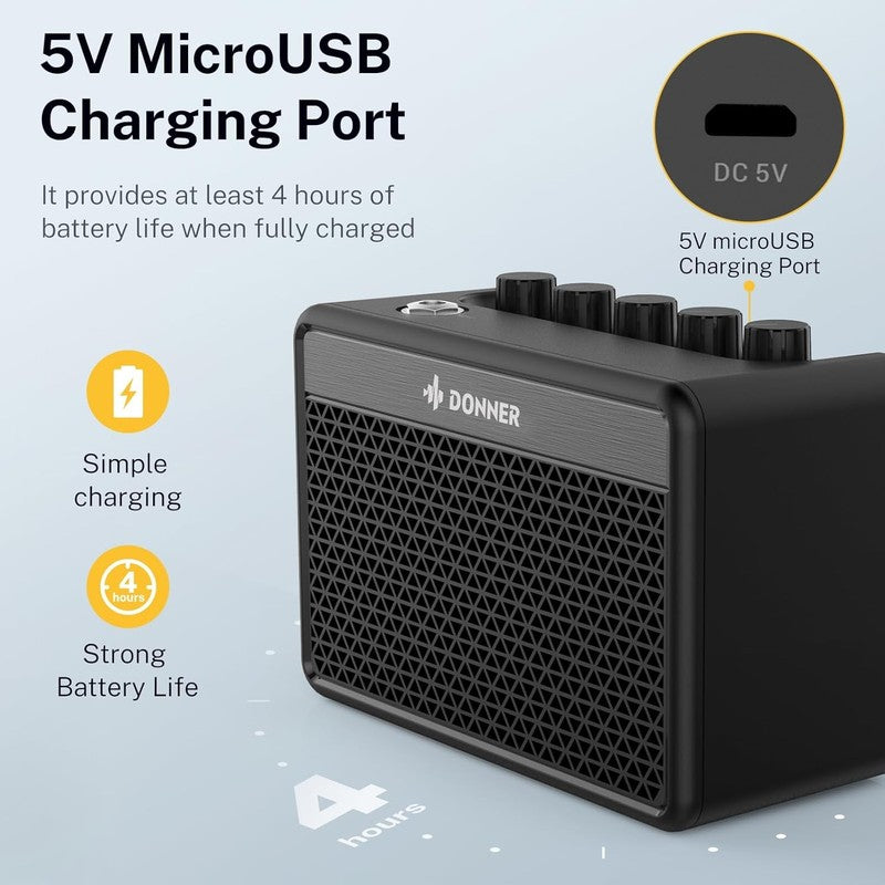 Mini Guitar Amp Small Electric Amplifier 5W Portable, Practice Guitar Combo Amp 4