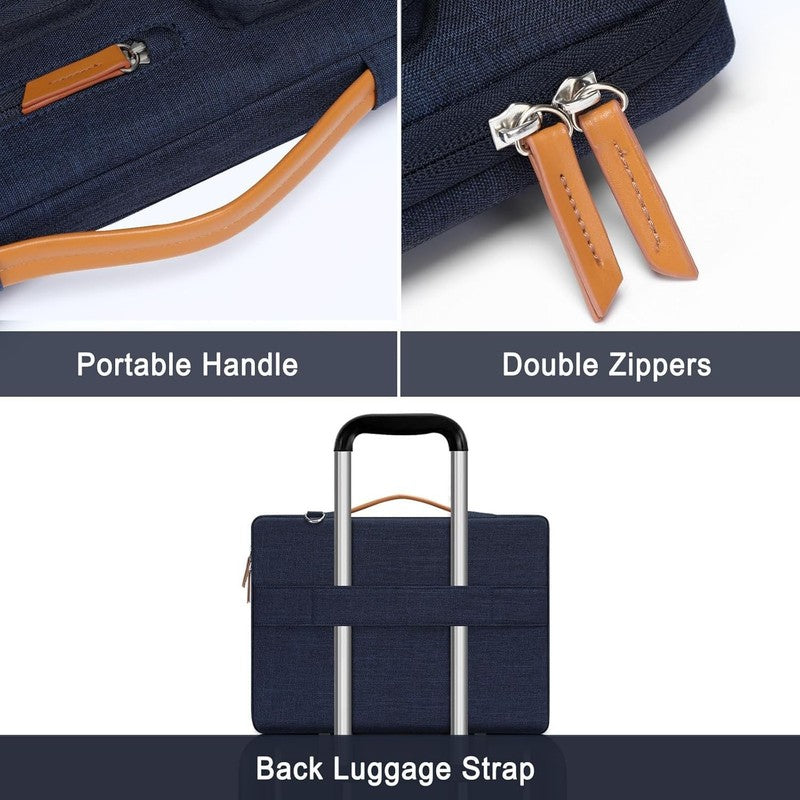 15.6 Inch Laptop Shoulder Bag 360 Protective Messenger 4 Zipper Pockets Green5