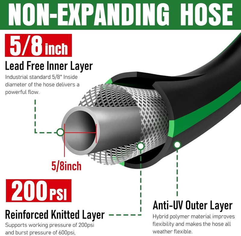 25Ft Garden Hose, Heavy Duty, Kink Resistant, Leakproof, Lightweight, Flexible1