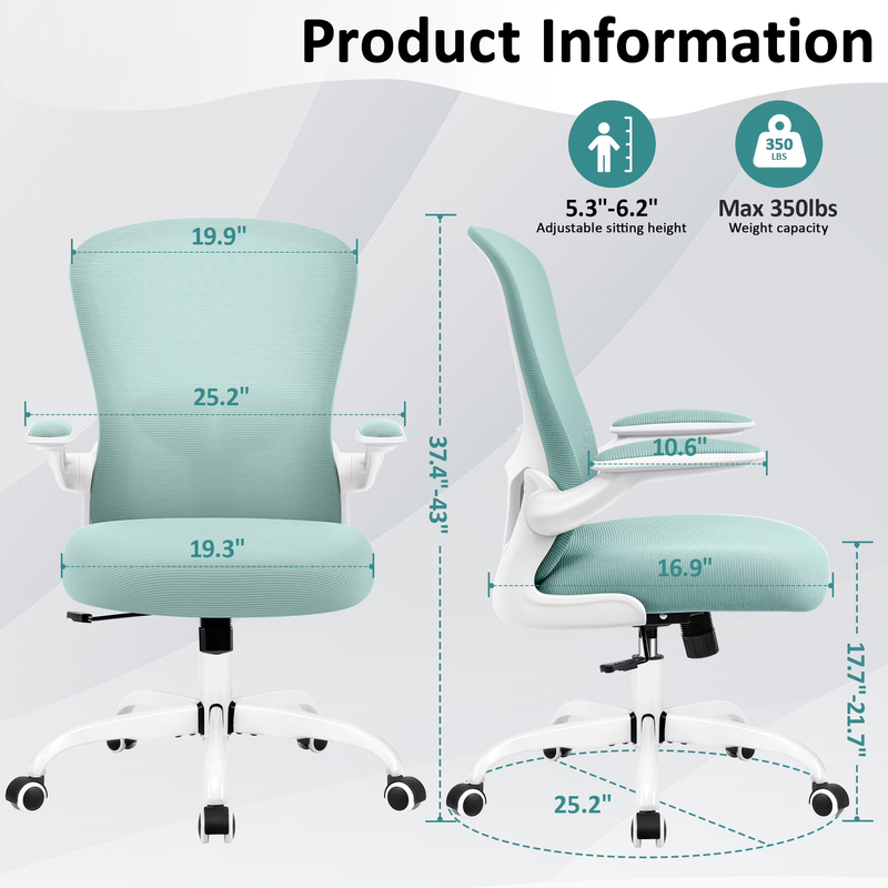 Office Chair, Ergonomic Desk Chair with Adjustable Lumbar Support, High Back Mes1