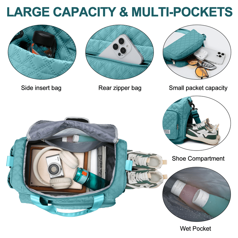 Travel Duffle Bag Weekender Bags for Women with Shoe Compartment Carry on Overni7